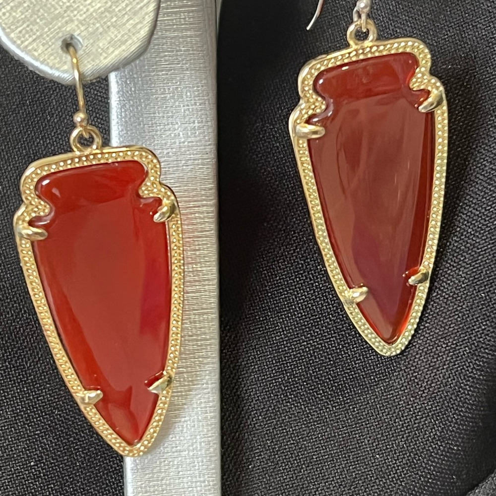 NWOT Rare & Retired Kendra Scott Carnelian Skylar Earrings INCREDIBLY RARE!! - Picture 7 of 8